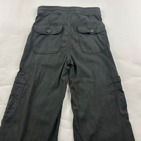 American Eagle Charcoal Linen Blend Relaxed Leg Cargo Pant 0R - Picture 6 of 7